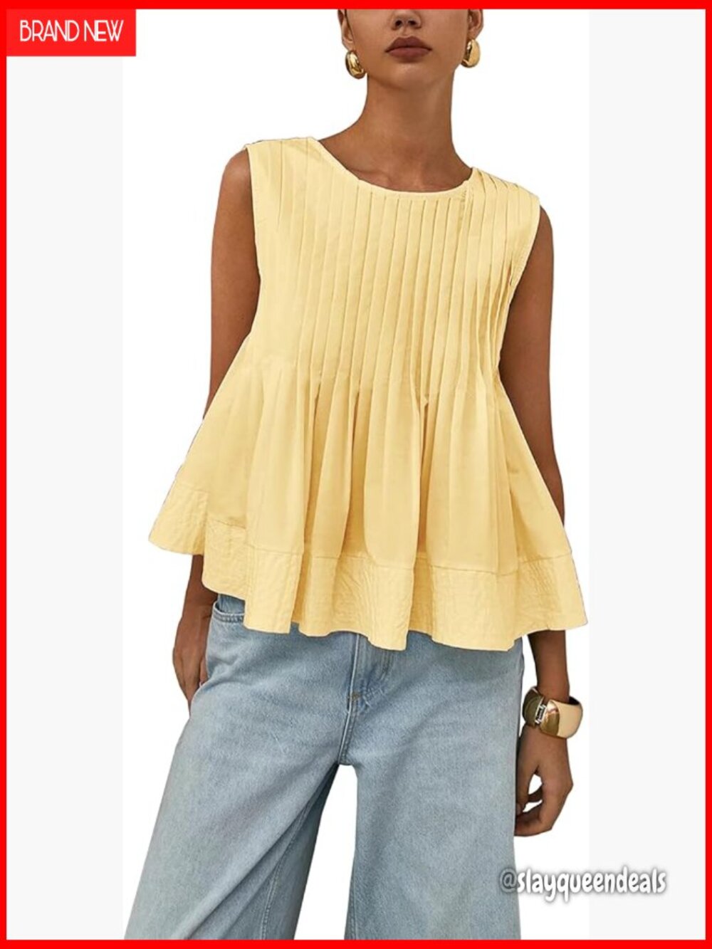 Cute Peplum Babydoll Tank Top - Pleated Ruffle Strap Summer T Shirt
